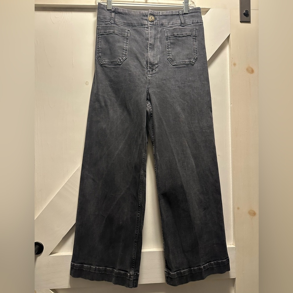 Pilcro by Anthropology-The Skipper, Wide-Leg cropped seamed jeans.